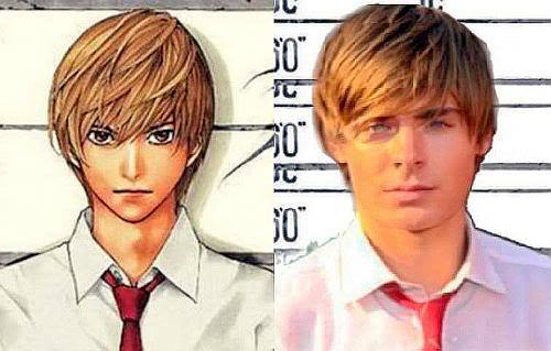 Image of Light Yagami and Zac Efron hairstyle.