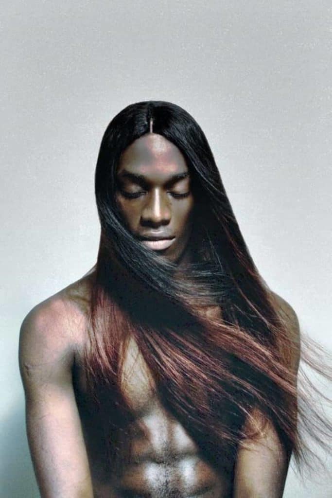 Straight black men long Hair