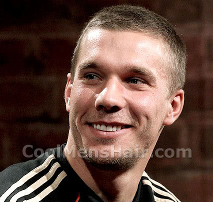 Picture of Lukas Podolski buzz cut hair.