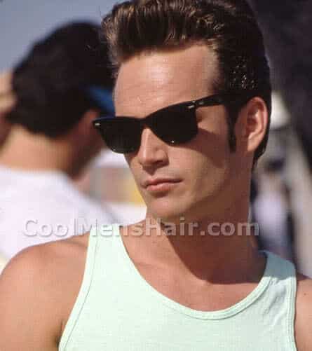 Image of Luke Perry pompadour hairstyle. 