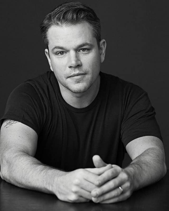 Matt Damon with brushed up hair 