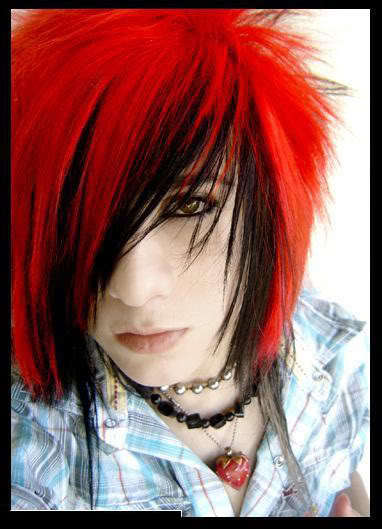 Photo of red emo hair. 