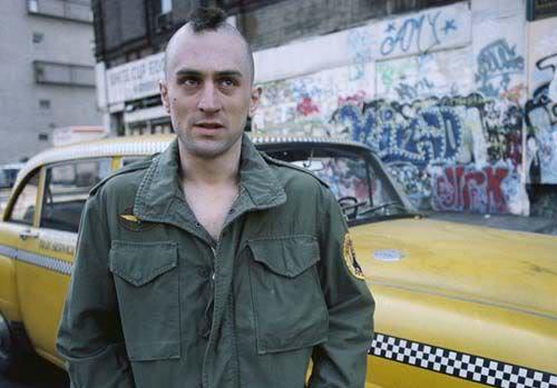 Robert De Niro as Travis Bickle in Taxi Driver movie.