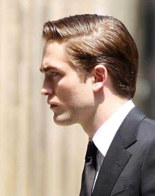 Robert Pattinson slick hair photo.