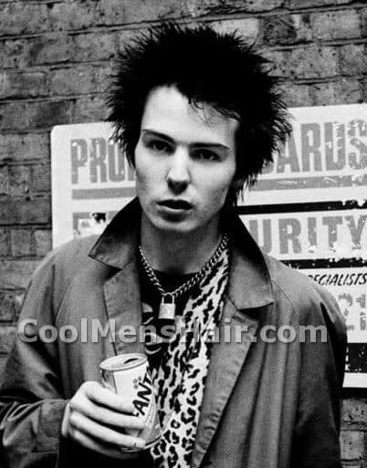 Image of Sid Vicious punk spikey hairstyle for punk men.