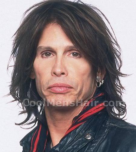 Picture of Steven Tyler long rock hairstyle.
