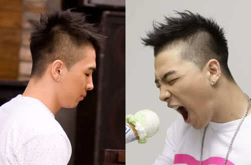 Picture of Taeyang short mohawk hair. 