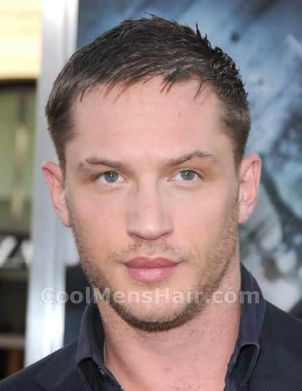 Photo of Tom Hardy short hairstyle for men.