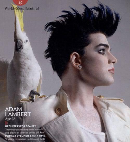Image of Adam Lambert with cockatoo hairstyle.