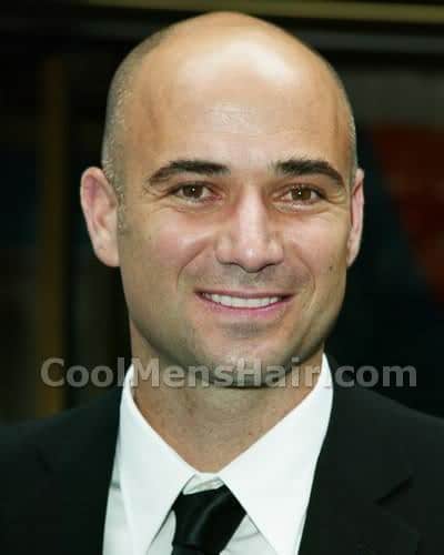 Andre Agassi shaved head.