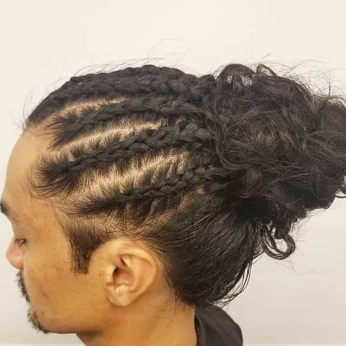 asian man bun with braids