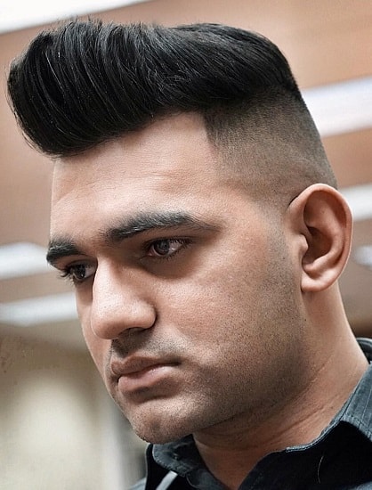 quiff hairstyle with fade for big nosed men