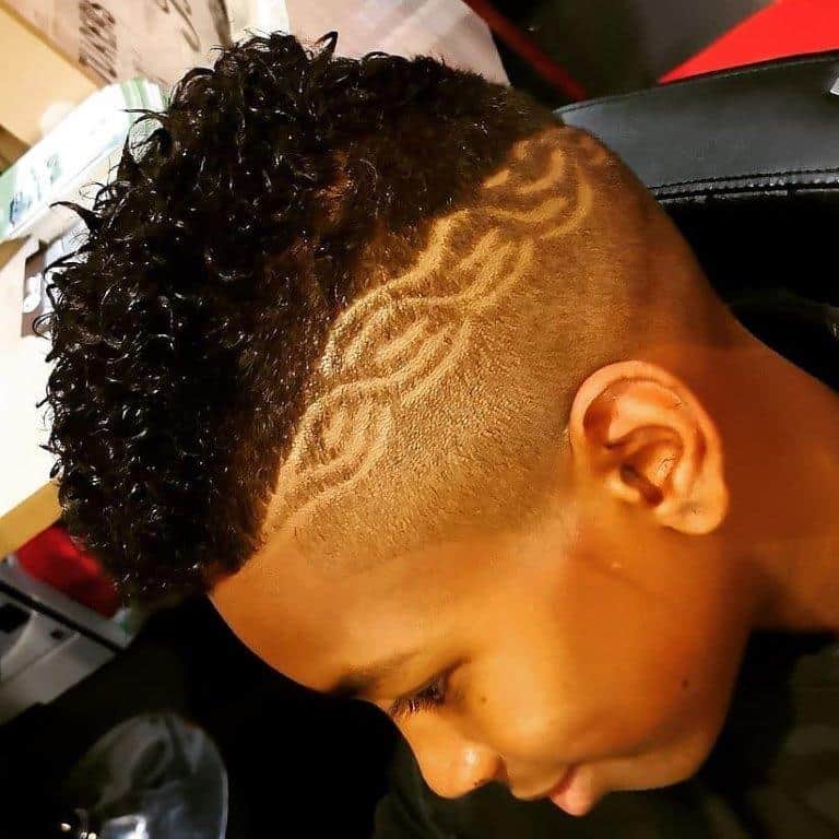 curly top with design for black boys