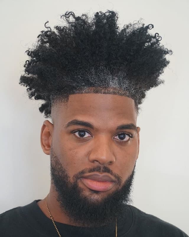 black men’s fade hair with beard