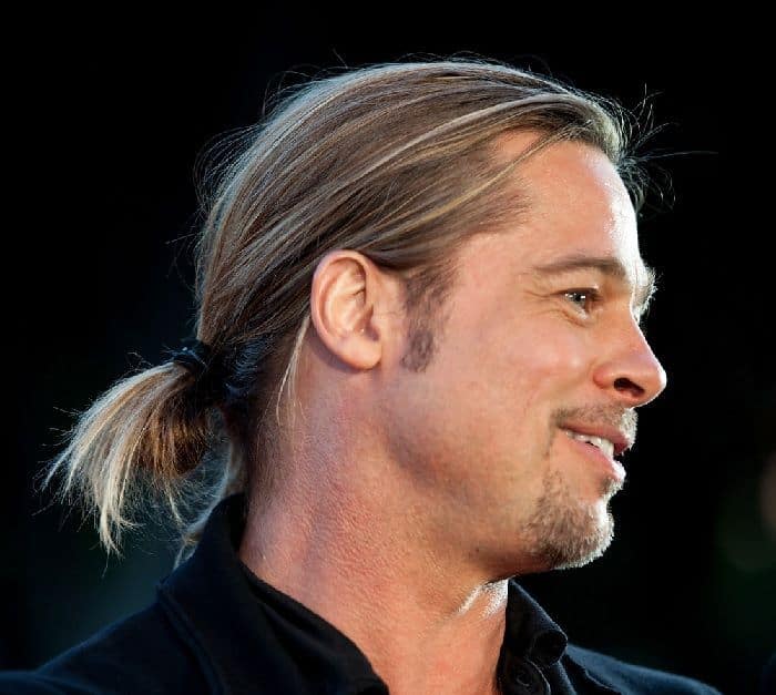 brad pitt's hairstyle with ponytail