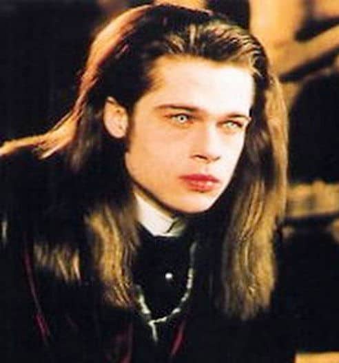 Brad Pitt long straight hairstyle in Interview with the Vampire.