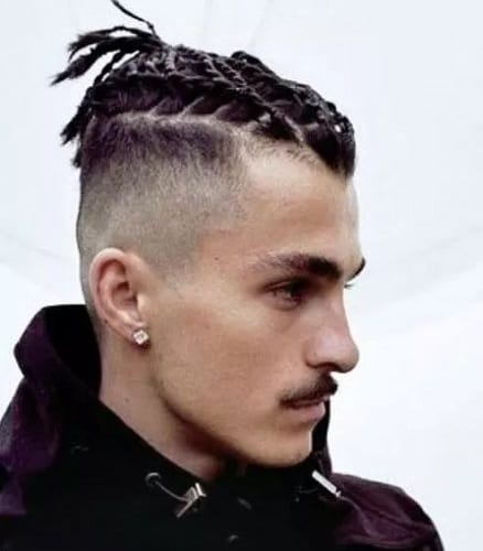  Men’s Double Braided Mohawk with Bun