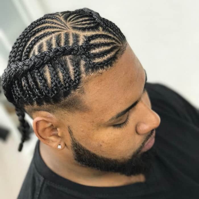 fade with braids for black men
