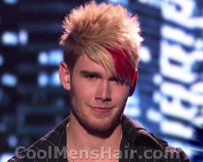 Image of Colton Dixon hair with red patch.