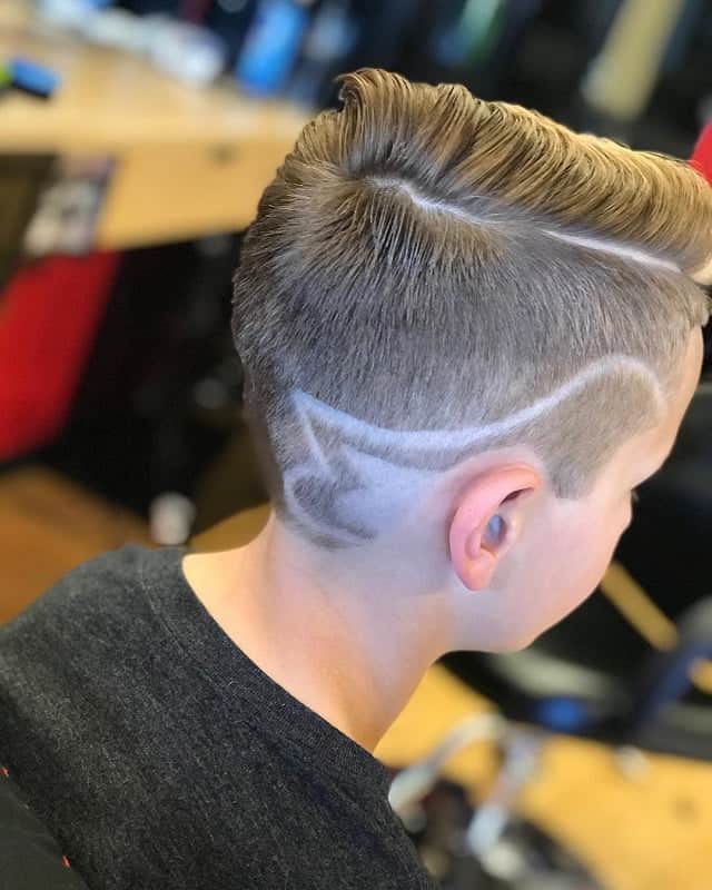 boys comb over haircut with design