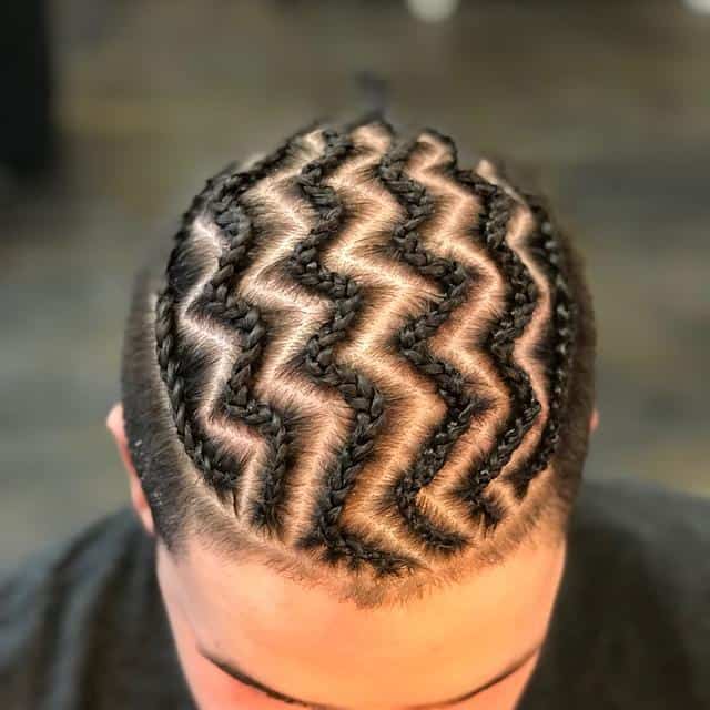 men's cornrow with zig-zag design