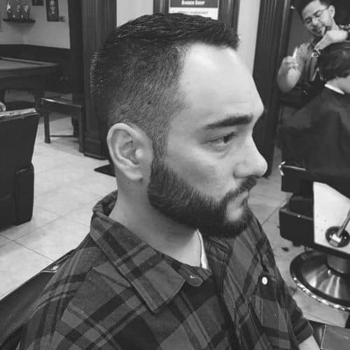 men's crew cut hair with beard