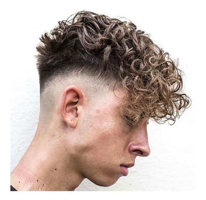 loose curly hair with fade