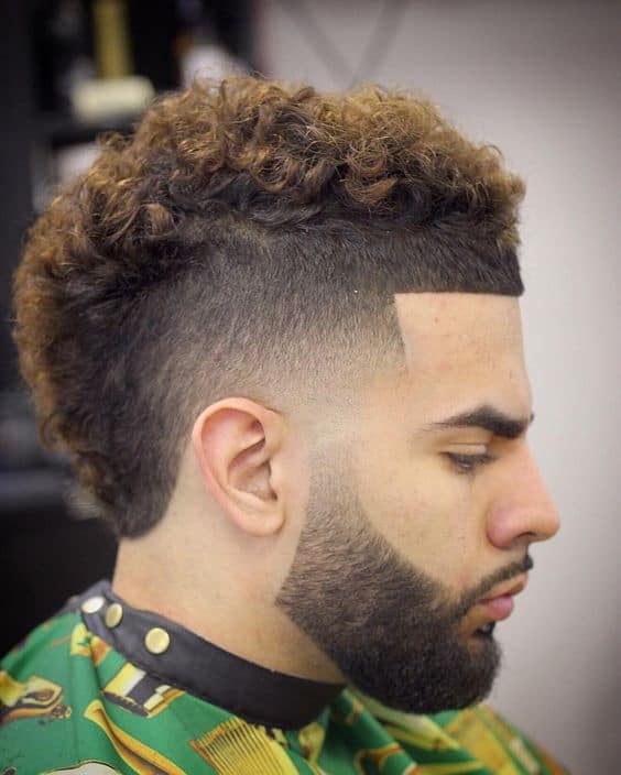 Simple Fade Curly Hair Mohawk