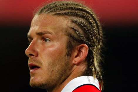David Beckham cornrow hair.