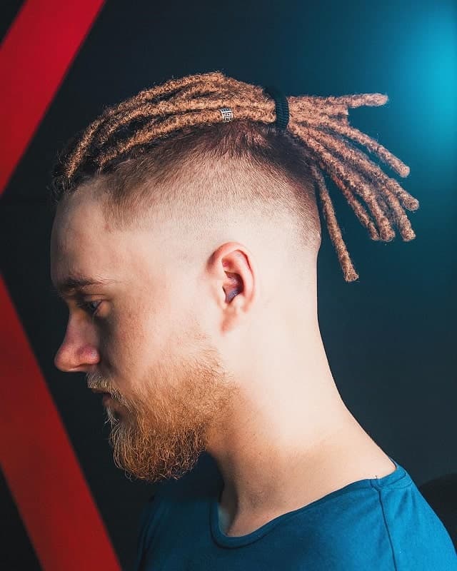 dreadlock ponytail with high fade