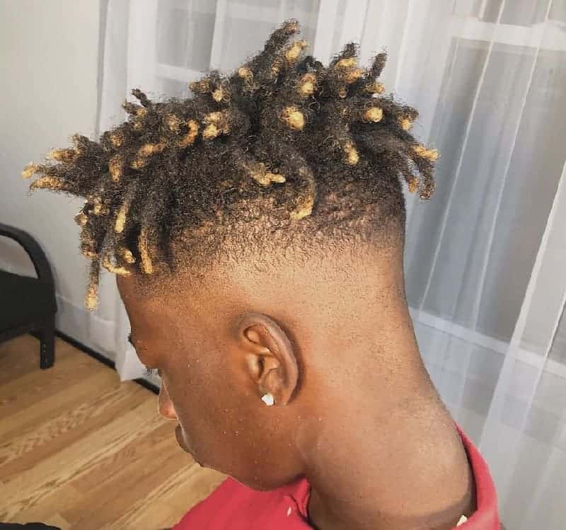 highlighted short dreads with fade