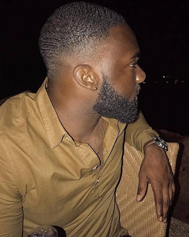 drop fade with waves and beard