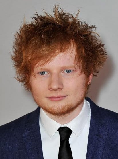 Photo of Ed Sheeran messy hair.