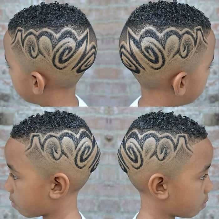 high bald fade with designs for black boys 
