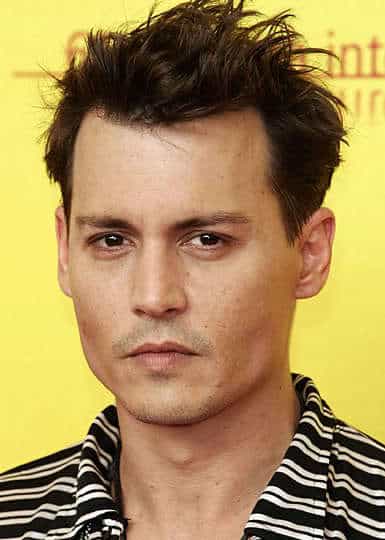 Photo of Johnny Depp hairstyle for men with diamond face. 