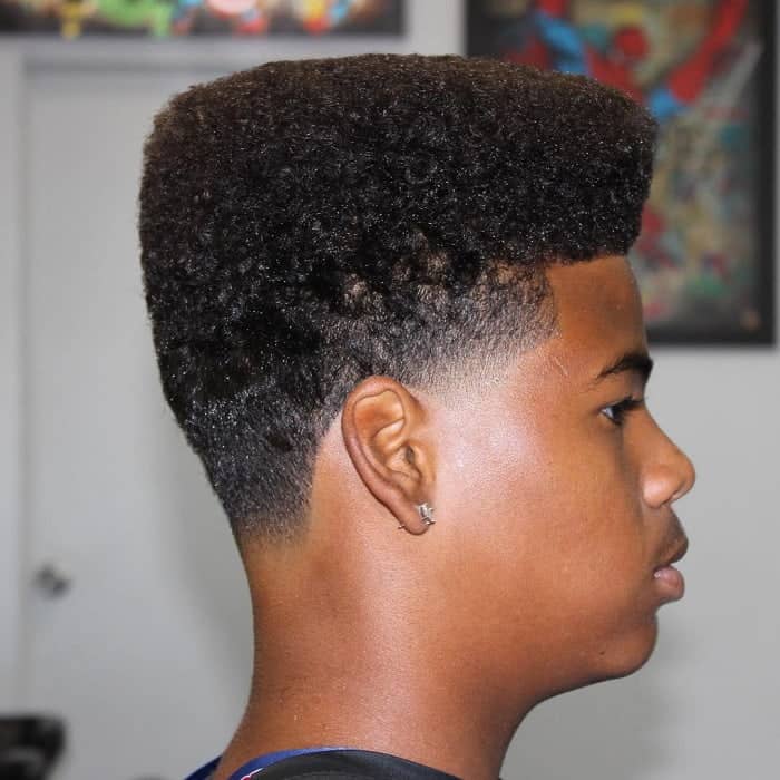 flat top medium length curly hair