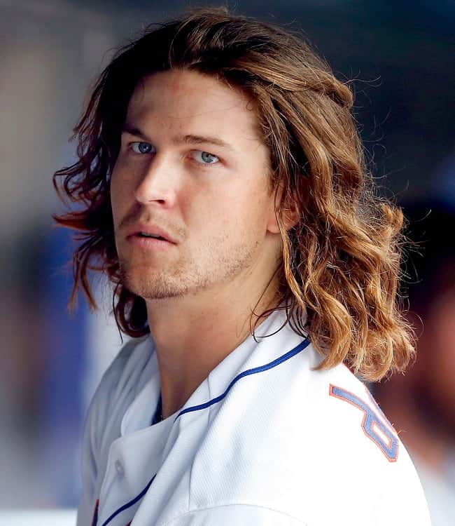 baseball player with flow hairstyle