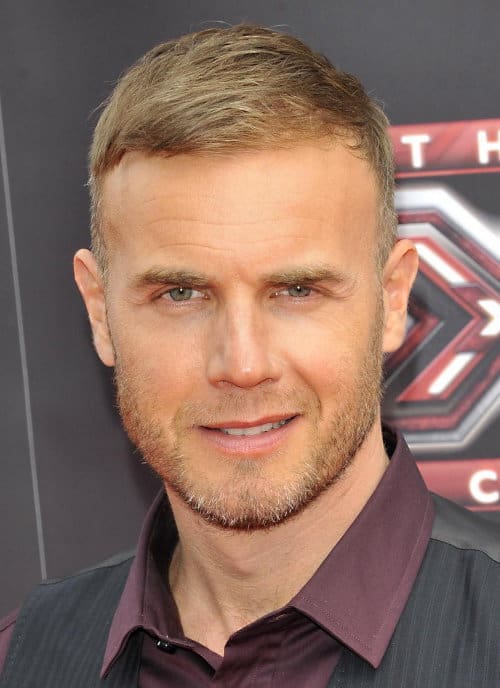 Gary Barlow brushed down hairstyle photo.