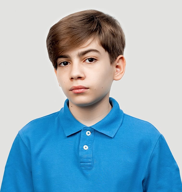 12 year old boy with side swept hair
