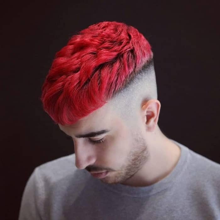 short bright red hair with high bald fade