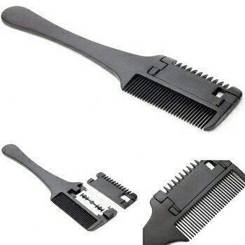 cutting hair with razor comb