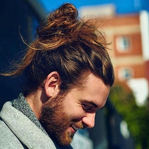 Messy Bun with men's Long Curls