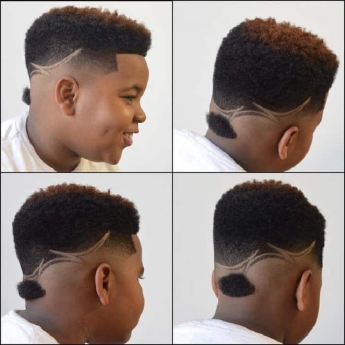 little black boy with modern ducktail haircut