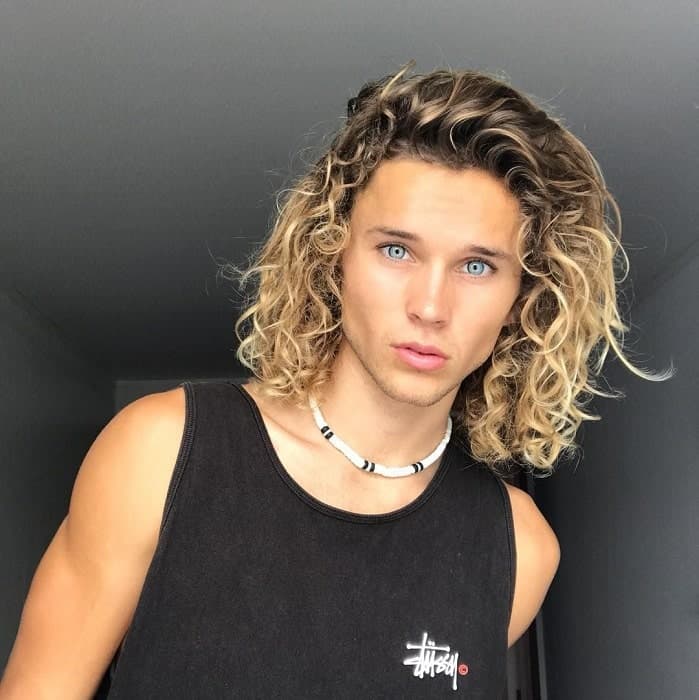 Guy with Curly Long Blonde Hair