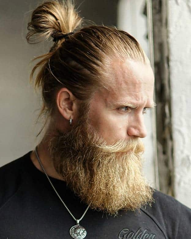 blonde high bun for men