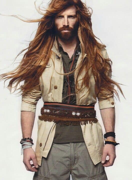 natural long hair with beard