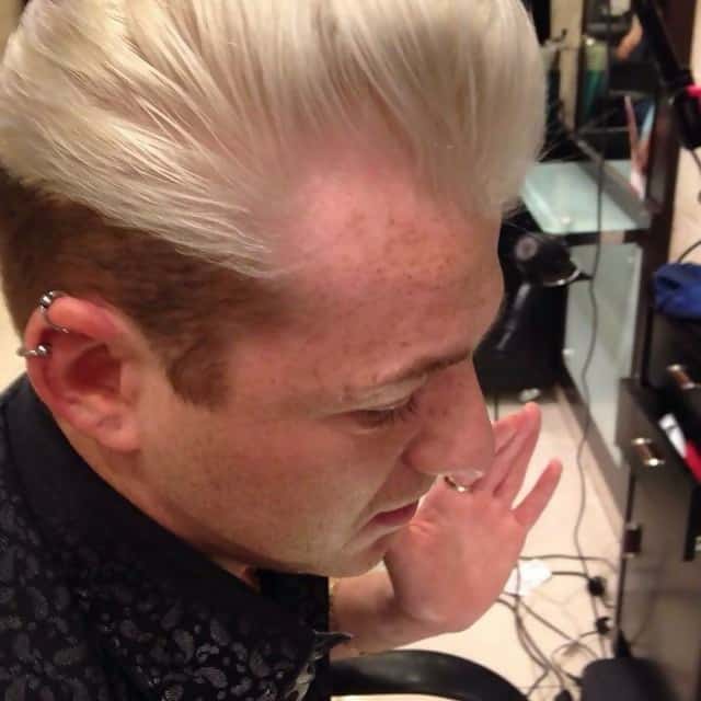 two colored long hair undercut for men