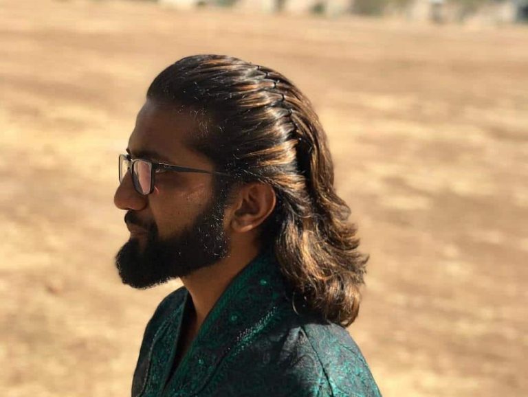 long slicked back hair
