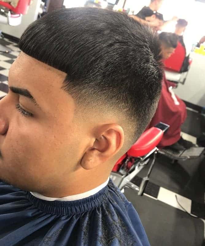 Caesar Haircut with Low Drop Fade