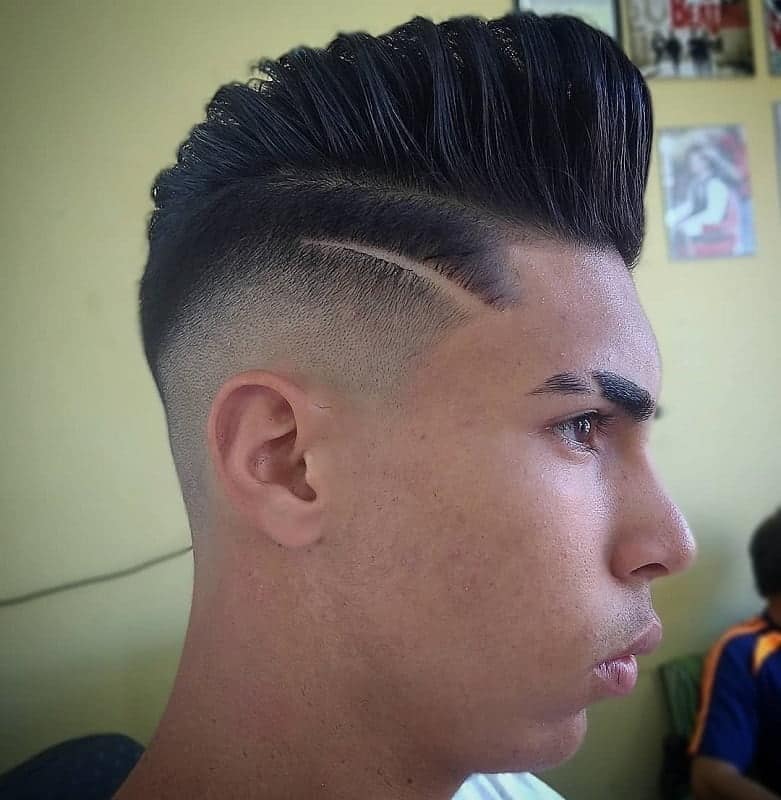 low drop fade with quiff